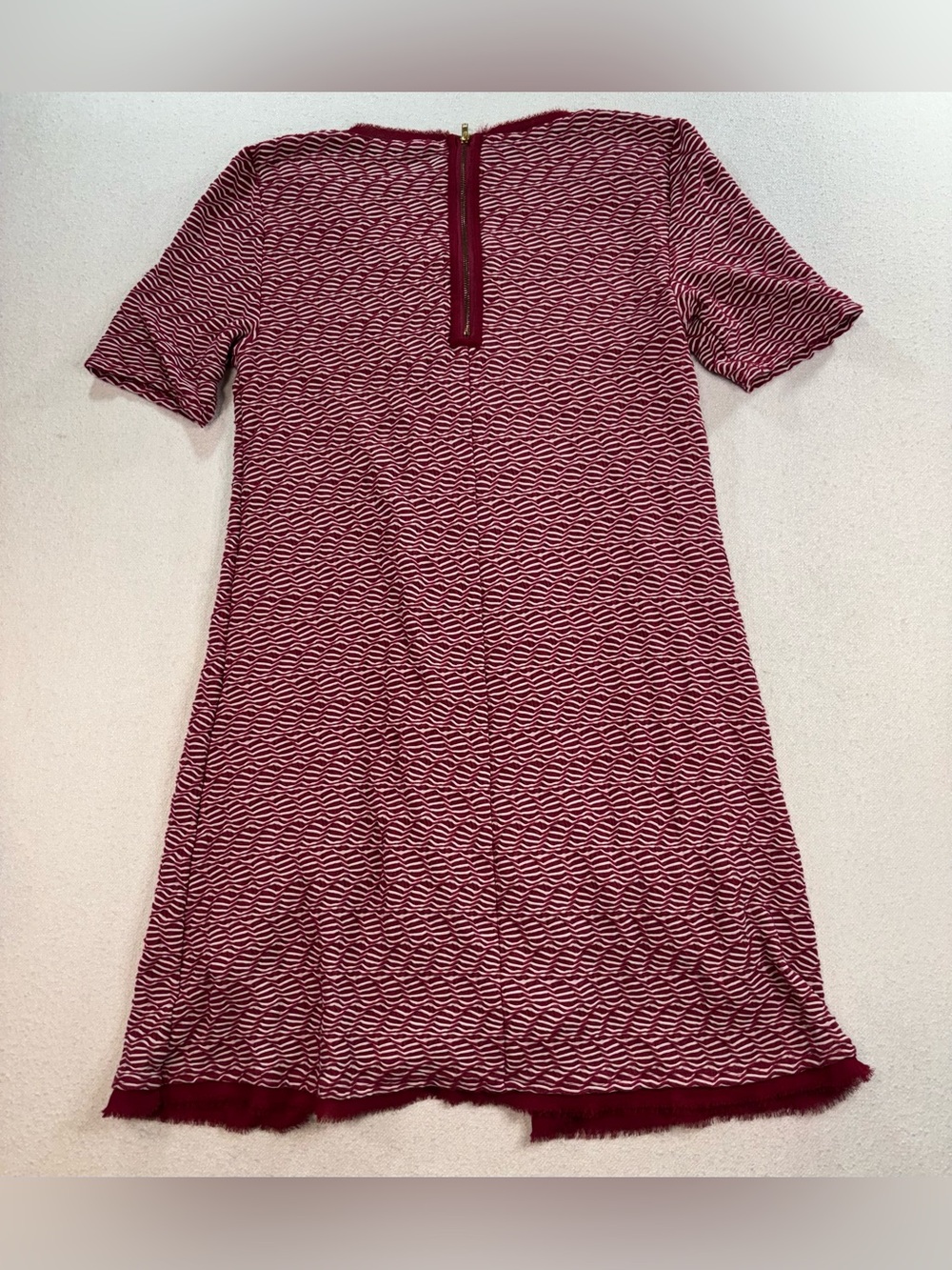Maeve Anthropologie Dress Small Red White Textured Short Sleeve A-Line Dress - Picture 3 of 8
